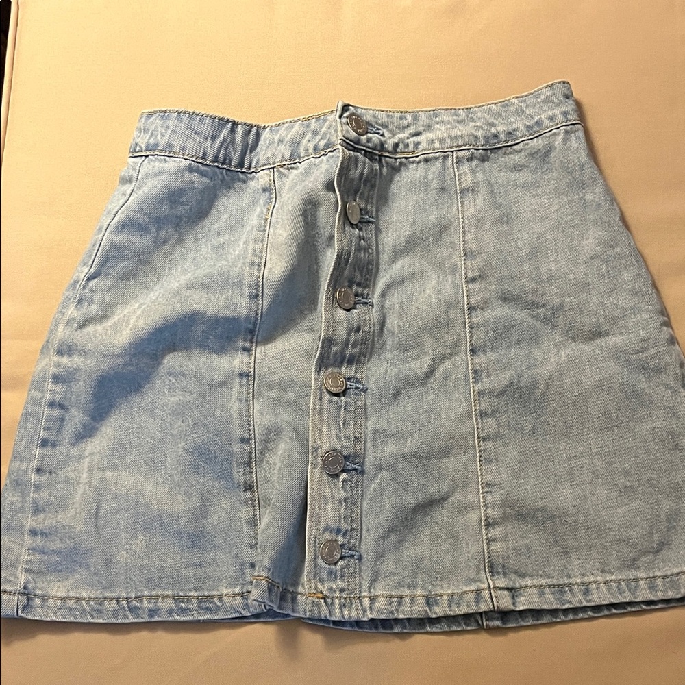 PacSun Sky Blue Button-Front A-Line Skirt